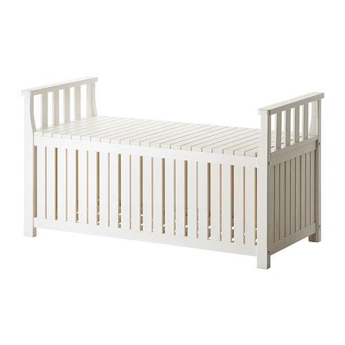 ÄNGSÖ Storage bench, outdoor white stained, IKEA
