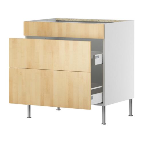 FAKTUM Base cb f snk ut w drawers/2 fronts Nexus birch veneer, 60 cm