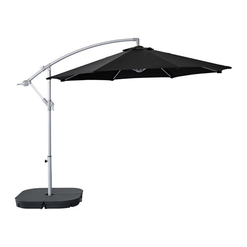 KARLSÖ / SVARTÖ Parasol, hanging with base - black/dark grey - IKEA