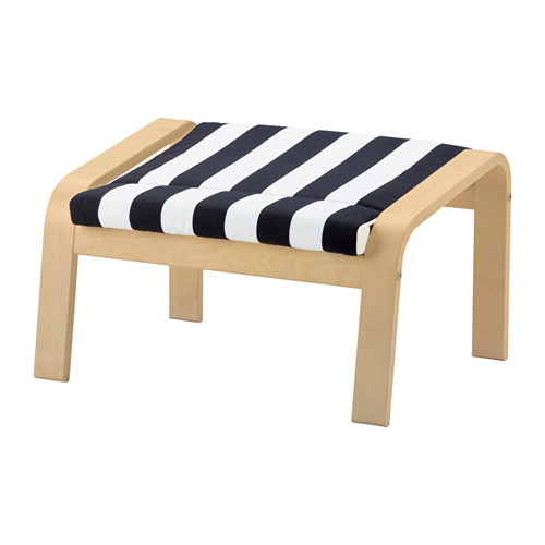 POÄNG Footstool cushion Stenli black/white IKEA