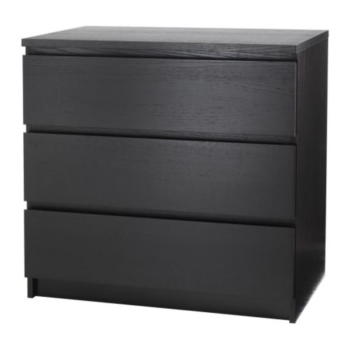 MALM Commode 3 tiroirs brun noir IKEA