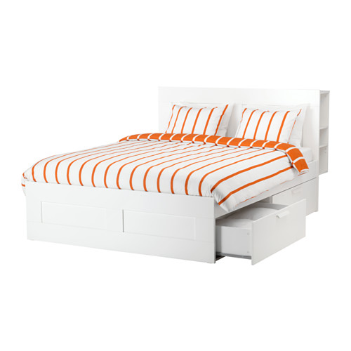 BRIMNES Bedframe met opberger en bedeinde 160x200 cm, Luröy IKEA