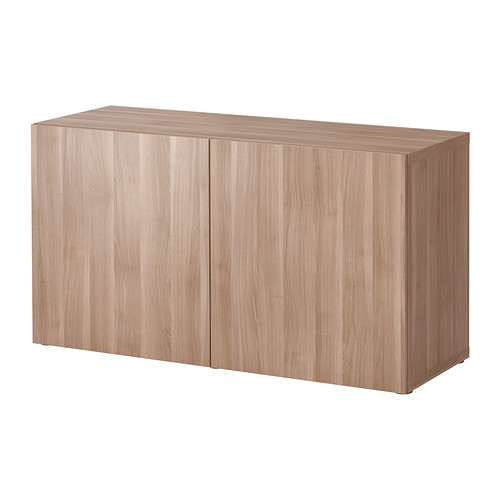 BESTÅ Shelf unit with doors Lappviken walnut effect light gray IKEA