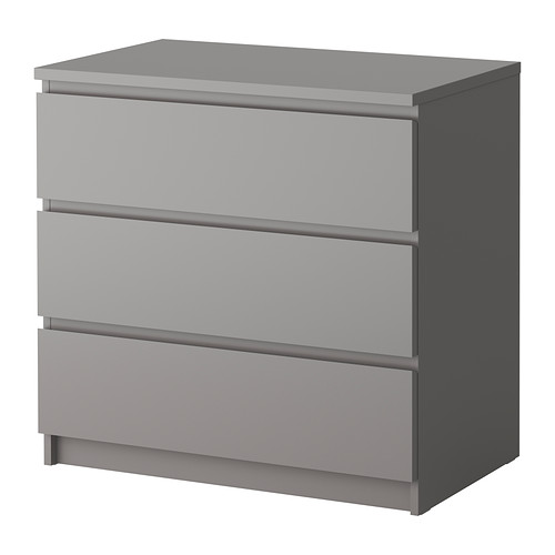MALM 3 drawer chest gray IKEA