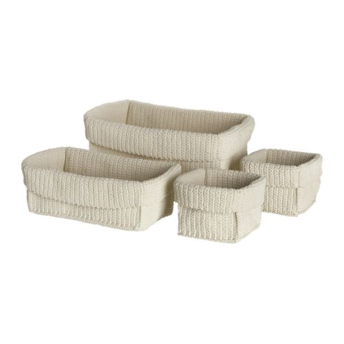 LIDAN Corbeilles 4 pcs &nbsp; Fait main.   Chaque pièce est unique.  Convient à une utilisation en milieu humide. 