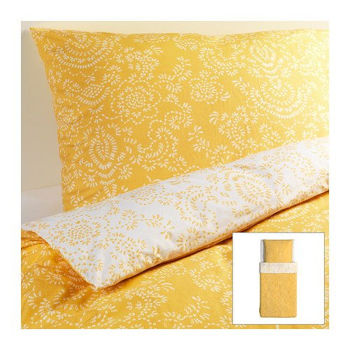 ÅKERTISTEL Bettwäscheset, 2-teilig  Wendedecke.  Bettbezug mit verdeckten Druckknöpfen, die die Decke am Herausrutschen hindern. 