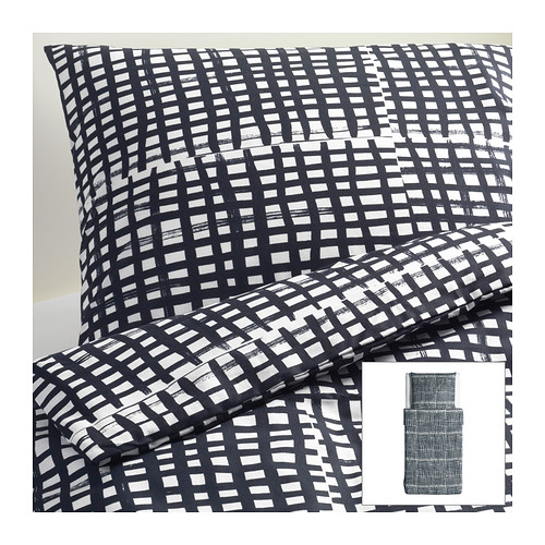 BJÖRNLOKA RUTA Bettwäscheset, 2-teilig  Bettbezug mit verdeckten Druckknöpfen, die die Decke am Herausrutschen hindern. 