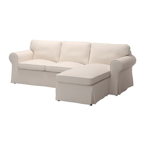 EKTORP Bezug 2er-Sofa mit Récamiere - Lofallet beige - IKEA