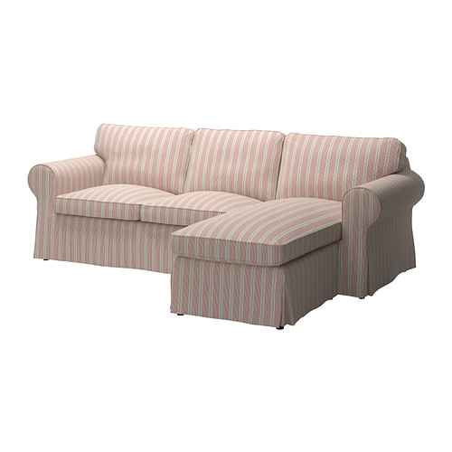 EKTORP 2erSofa und Récamiere Mobacka beige/rot IKEA
