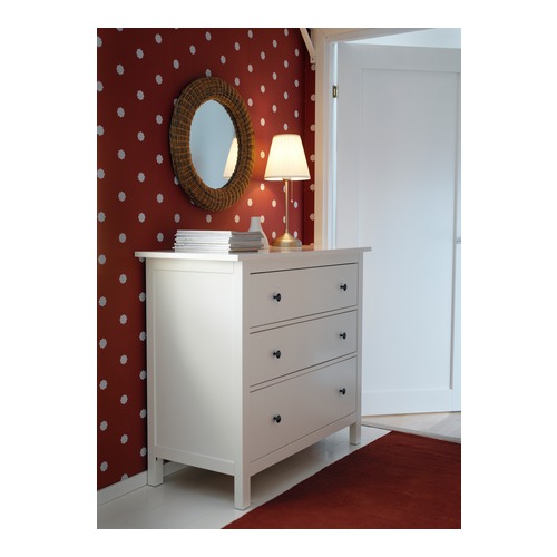 HEMNES Kommode mit 3 Schubladen, weiß Breite: 110 cm Tiefe: 51 cm Höhe: 97 cm 