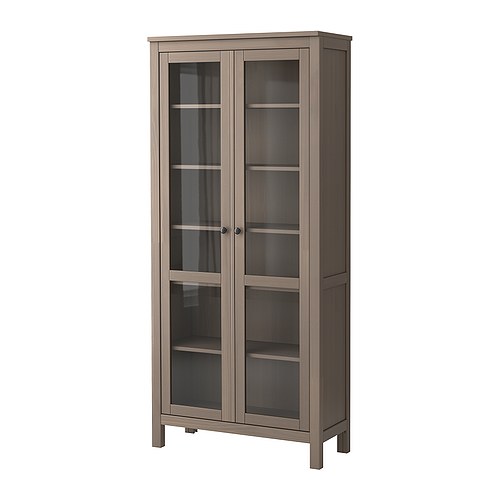 HEMNES Vitrinenschrank  Massivholz; für die natürliche Note.  4 versetzbare Böden; der Abstand dazwischen kann dem Bedarf angepasst werden. 
