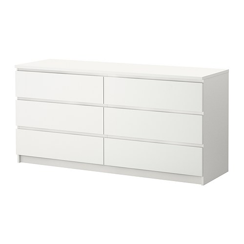 MALM Kommode mit 6 Schubladen  Besonders geräumige Schubladen - mehr Stauraum.  Leichtgängige Schubladen mit Ausziehsperre. 