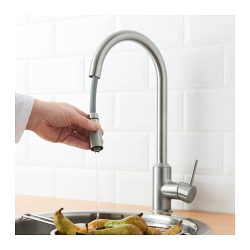 IKEA RINGSKÄR Mischbatterie mit Ausziehkran stahlfarben Wasserhahn