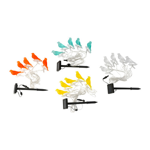 SOLVINDEN Solarlichterkette, 5 Vögel  Den beleuchteten Vogel dort anklipsen, wo besondere Effekte gewünscht werden. 