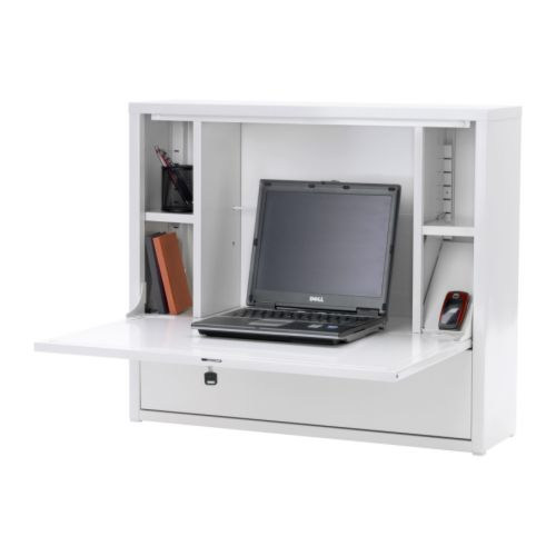 IKEA PS Arbejdsplads til laptop, hvid Bredde: 70 cm Dybde: 20 cm Højde: 60 cm Maks. belastning/åben front: 25 kg  