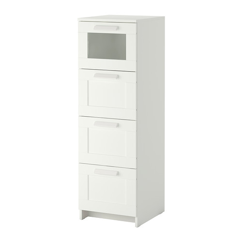 BRIMNES Cómoda de 4 cajones Más ofertas en IKEA Los cajones, fáciles de abrir y cerrar, llevan topes. 
