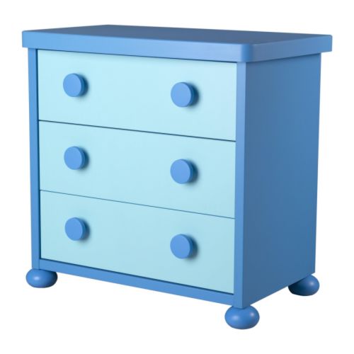 C�moda de 3 cajones, azul claro, azul