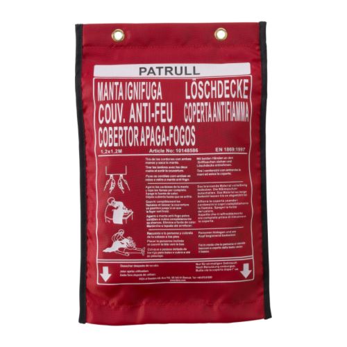 PATRULL Manta ignífuga Más ofertas en IKEA Manta ignífuga muy efectiva cuando se incendian ropa, utensilios de cocina o camas, por ejemplo. 
