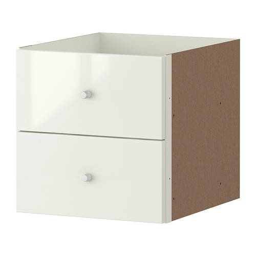 EXPEDIT Upotettava laatikosto/2 laatikkoa IKEA Korkeakiiltoiset pinnat heijastavat valoa ja lisäävät pinnan elävyyttä. 