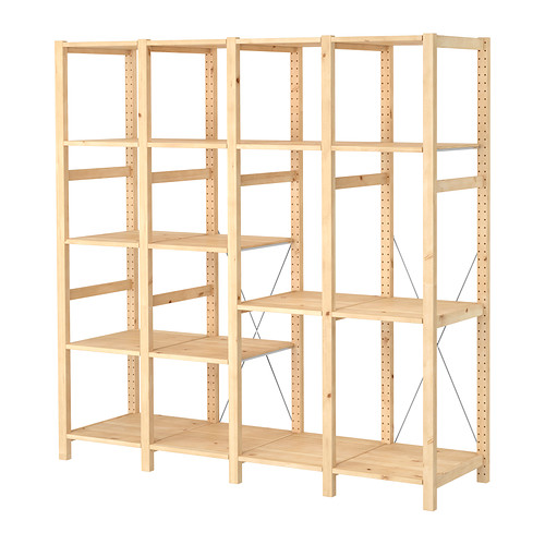 IVAR 4 osaa/hyllyä IKEA Käsittelemätön massiivimänty on kestävää luonnonmateriaalia, joka voidaan maalata, öljytä tai petsata tarpeen mukaan. 