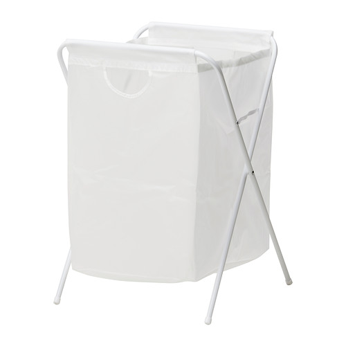 JÄLL Pyykkisäkki + teline IKEA Kokoon taitettava.   Pyykkejä on helppo siirtää paikasta toiseen.   Säästää tilaa, kun ei ole käytössä. 