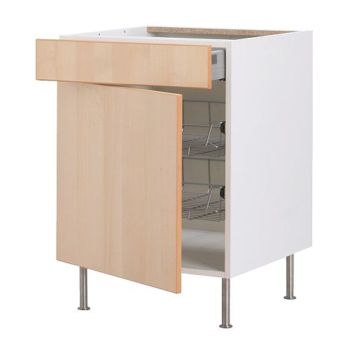 FAKTUM Élément bas panier fil/tiroir/porte IKEA Le tiroir s'ouvre entièrement pour un accès au contenu plus aisé. 