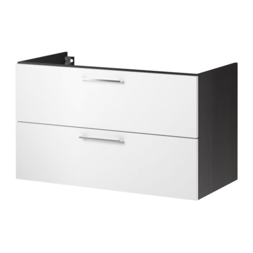 GODMORGON Meuble lavabo 2tir IKEA Tiroirs faciles à ouvrir avec arrêt.  La taille des casiers se règle facilement en déplaçant le séparateur. 