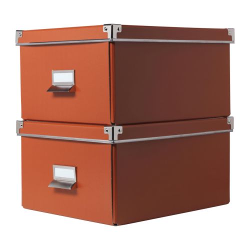 KASSETT Boîte à couvercle pour documents IKEA Porte-étiquette et papier inclus.   Indique le contenu pour retrouver facilement ce que vous cherchez. 