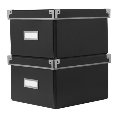 KASSETT Boîte DVD avec couvercle IKEA Porte-étiquette et papier inclus.   Indique le contenu pour retrouver facilement ce que vous cherchez. 