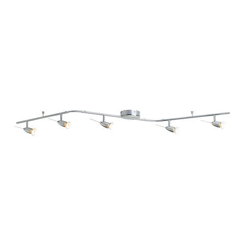 LEDING Rail plafond, 5 spots IKEA Possibilité d’orienter la lumière grâce aux bras et aux spots réglables. 