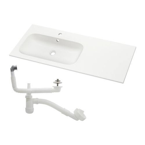 NORRVIKEN Lavabo IKEA Le siphon inclus est flexible et facile à connecter à l’évacuation, à la machine à laver et au sèche-linge. 