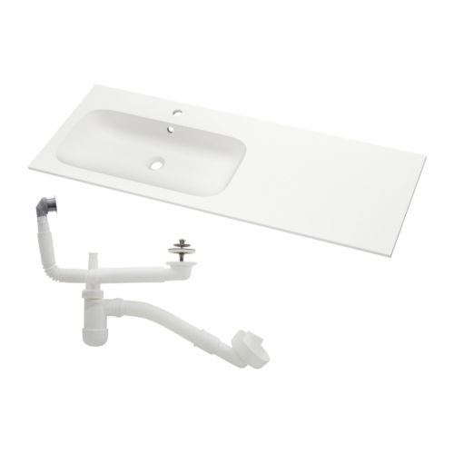 NORRVIKEN Lavabo IKEA Le siphon inclus est flexible et facile à connecter à l’évacuation, à la machine à laver et au sèche-linge. 