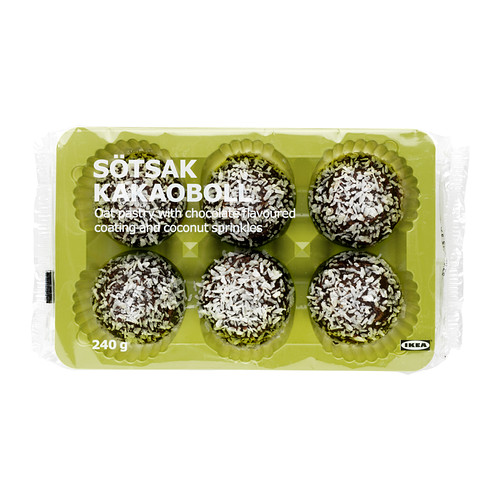 SÖTSAK KAKAOBOLL Pâtisserie au chocolat/noix de coco IKEA Une petite pâtisserie ronde au chocolat, roulée dans de la noix de coco râpée. 
