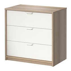 IKEA ASKVOLL chest of 3 drawers Smooth running drawers with pull-out stop.
