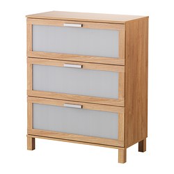 IKEA AUSTMARKA chest of 3 drawers Smooth running drawer with pull-out stop.