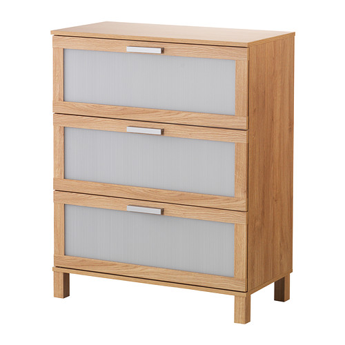 IKEA AUSTMARKA chest of 3 drawers Smooth running drawer with pull-out stop.