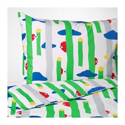 IKEA AVSIKTLIG quilt cover and 2 pillowcases Cotton, feels soft and nice against your skin.