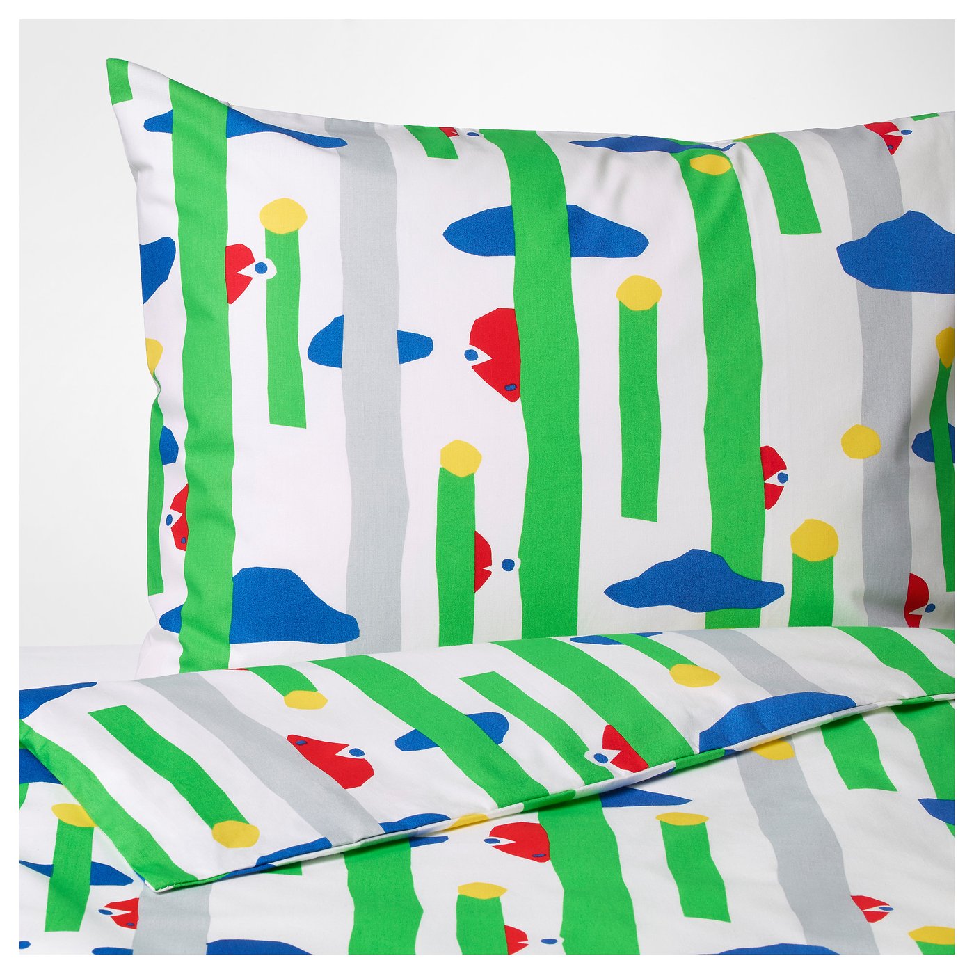 IKEA AVSIKTLIG quilt cover and 2 pillowcases Cotton, feels soft and nice against your skin.