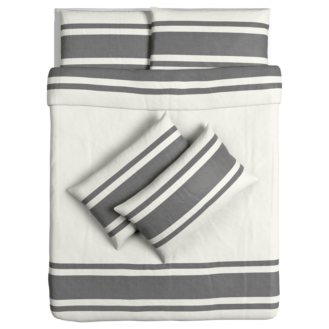 BJÖRNLOKA Quilt cover and 4 pillowcases White/black 200x200/50x80 cm IKEA