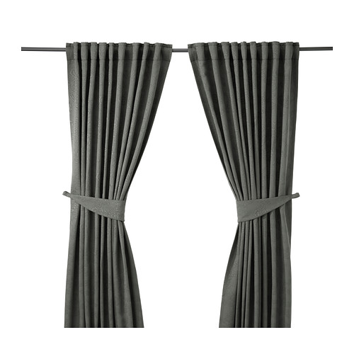 IKEA BLEKVIVA curtains with tie-backs, 1 pair