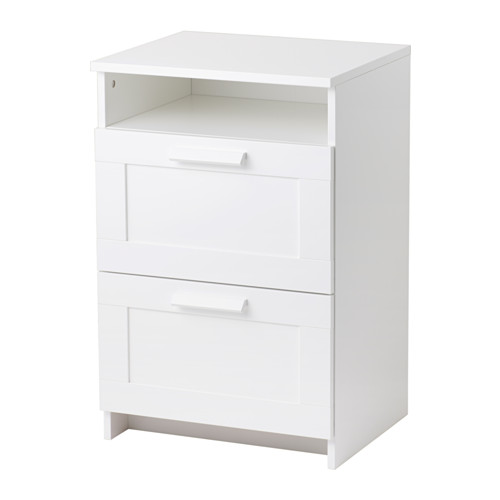 IKEA BRIMNES chest of 2 drawers Smooth running drawers with pull-out stop.