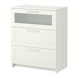 IKEA BRIMNES chest of 3 drawers Smooth running drawers with pull-out stop.