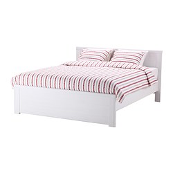 IKEA BRUSALI bed frame Adjustable bed sides allow you to use mattresses of different thicknesses.
