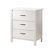 IKEA BRUSALI chest of 3 drawers Smooth running drawers with pull-out stop.