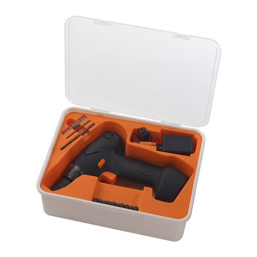 IKEA FIXA screwdriver/drill, li-ion Easy to grip handle of soft synthetic rubber.