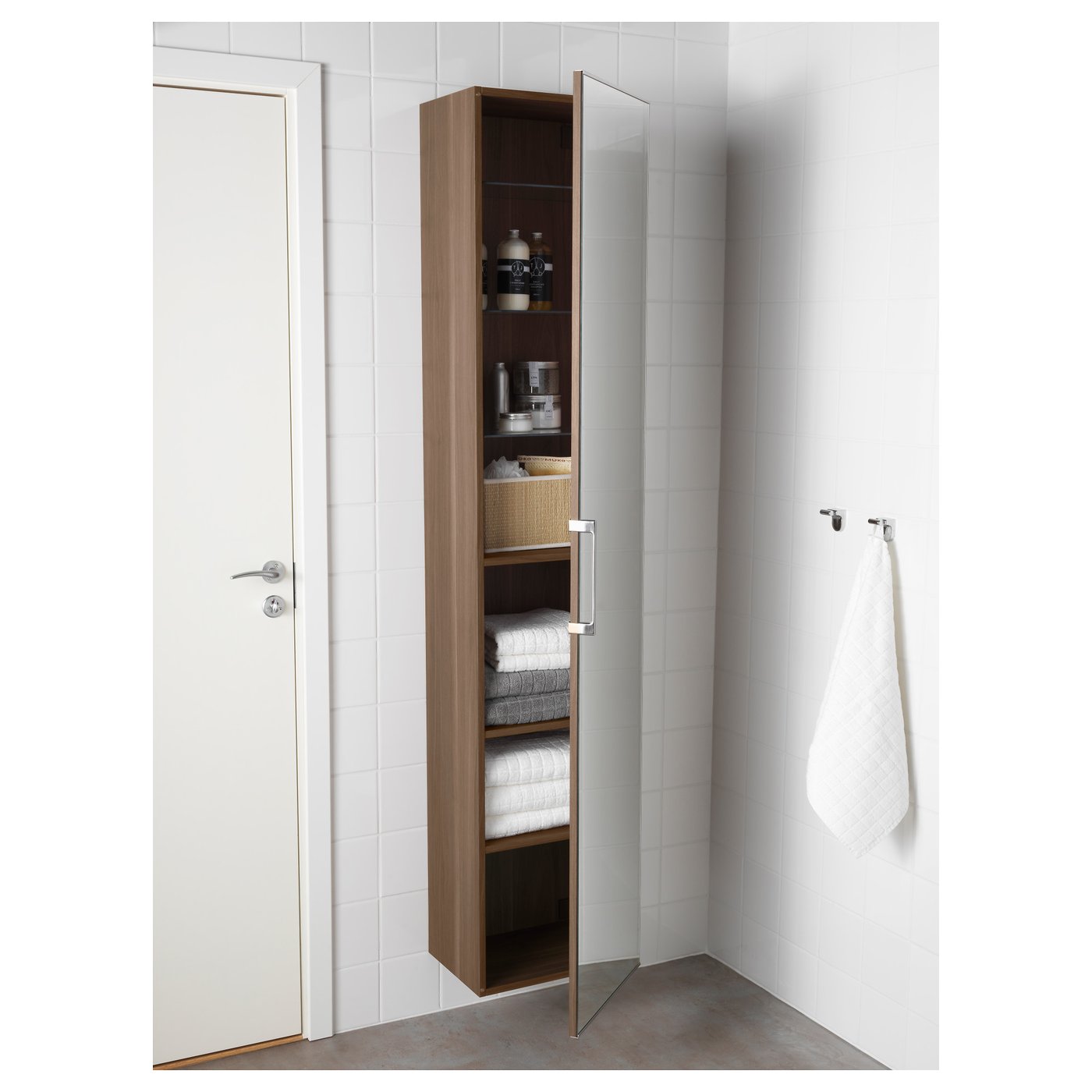 GODMORGON High cabinet with mirror door Walnut effect 40x32x192 cm IKEA GODMORGON High cabinet with mirror door Walnut effect 40x32x192 cm IKEA