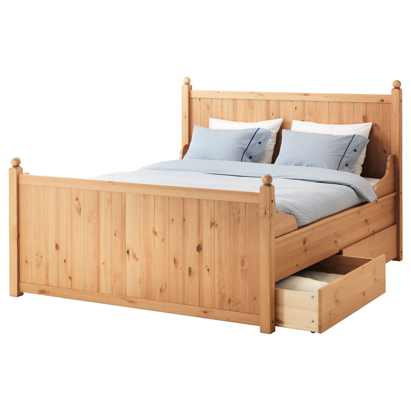 IKEA HURDAL bed frame with 4 storage boxes