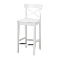 IKEA INGOLF bar stool with backrest With footrest for relaxed sitting posture.