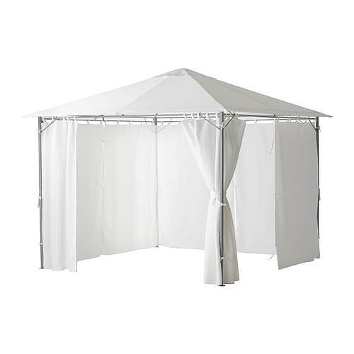 IKEA KARLSÖ gazebo with curtains The air vent reduces wind pressure and allows heat to circulate.