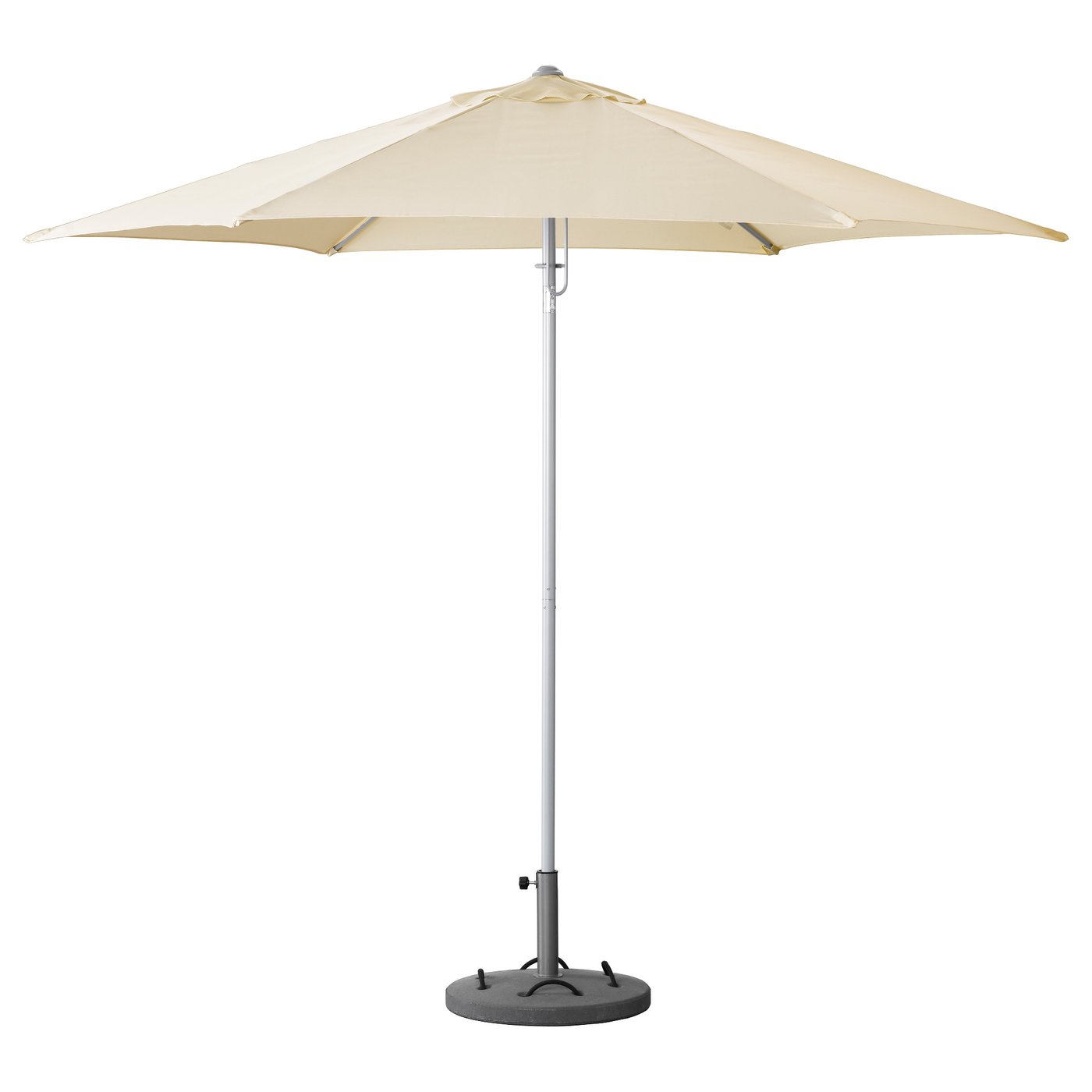 IKEA KARLSÖ parasol with base The air vent reduces wind pressure and allows heat to circulate.
